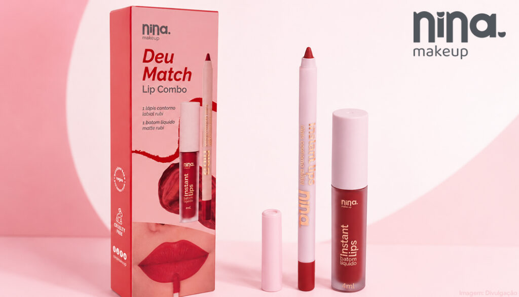 Nina Makeup lança Lip Combo com kits de batom e lápis labial