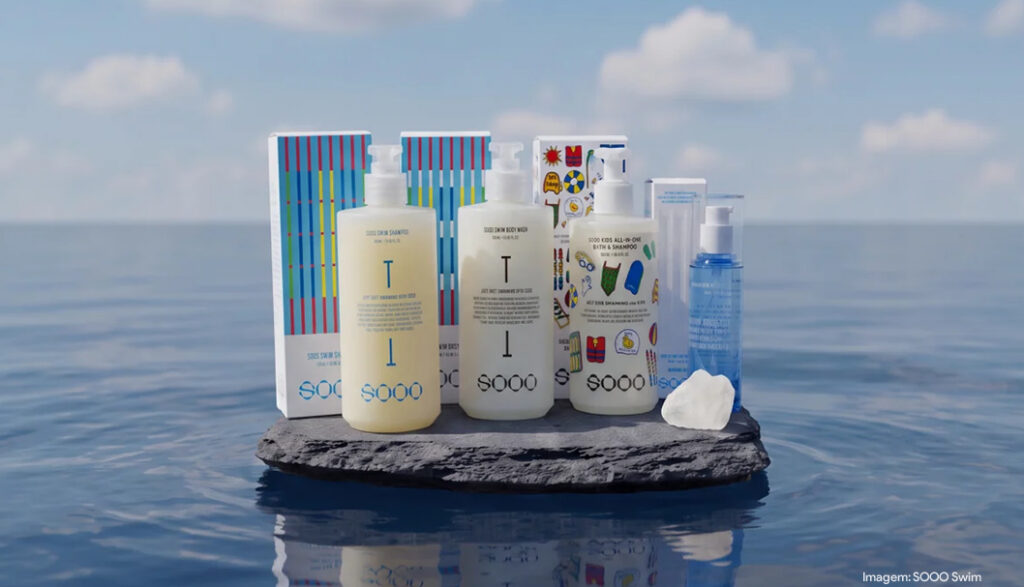 SOOO Swim chega ao Brasil com haircare para remover cloro, sal e resíduos dos fios